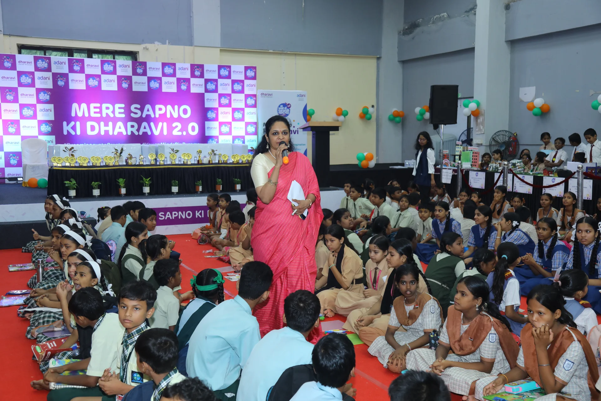 Mere Sapno Ki Dharavi 2.0 — Host addressing the students